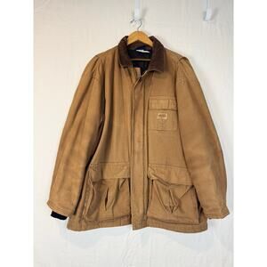 Vtg Dickies Duck Chore Coat Stonewashed Brown XL Quilt Lined